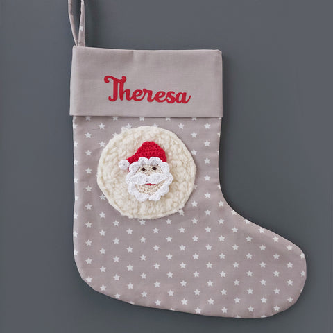 Personalisierter Nikolausstiefel mit Nikolaus für Kinder – Nikolausstrümpfe mit Namen in beige